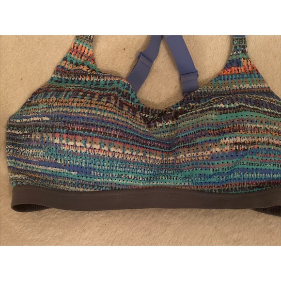 Victoria's Secret Victoria Sport Sports Bra Blue Stripe Racerback 34D Athletic - Picture 2 of 7